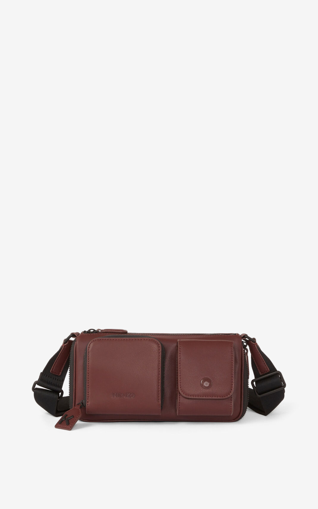 Sac Bandoulière Kenzo Small Kompact Cuir Homme Bordeaux | PLOD-58416